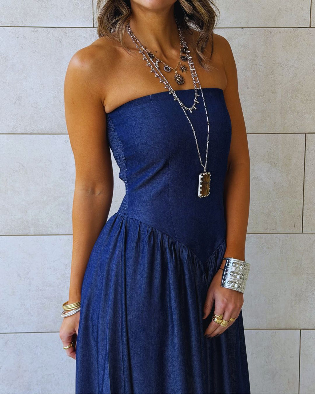 Paloma Drop Waist Denim Dress