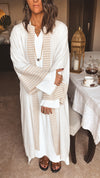 Beige Stripe Linen Kimono