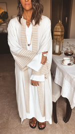 Beige Stripe Linen Kimono