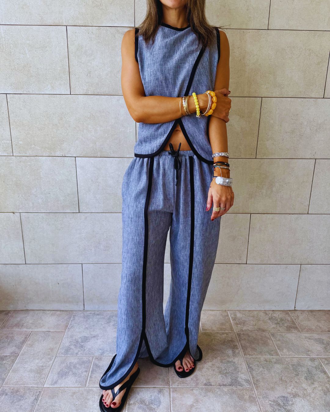 Grey Middle Line Pants