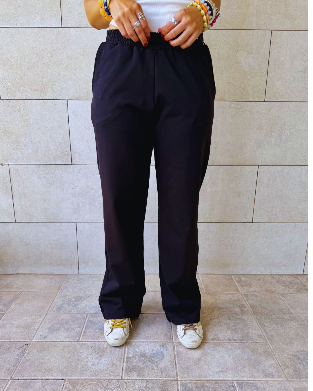Black Straight Leg Light Weight Sweatpants
