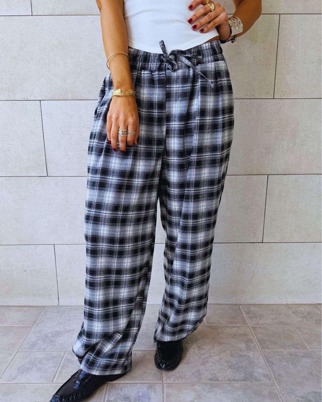 Black Plaid Core Pants
