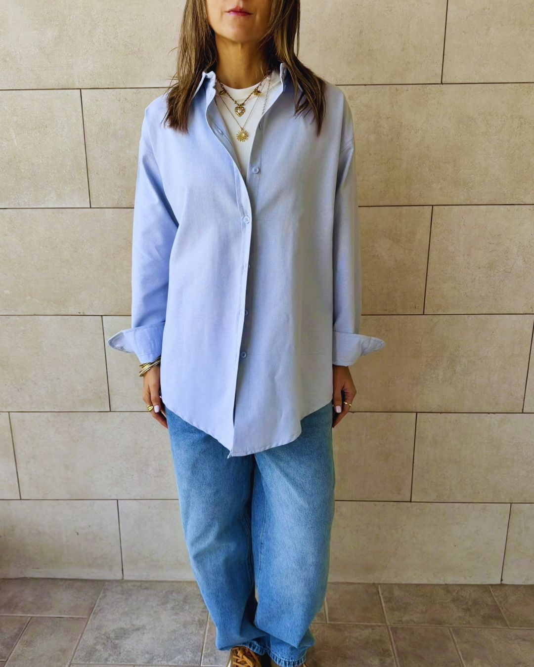 Grey Boyfriend Oxford Shirt