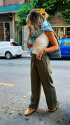 Olive Front Line Linen Pants