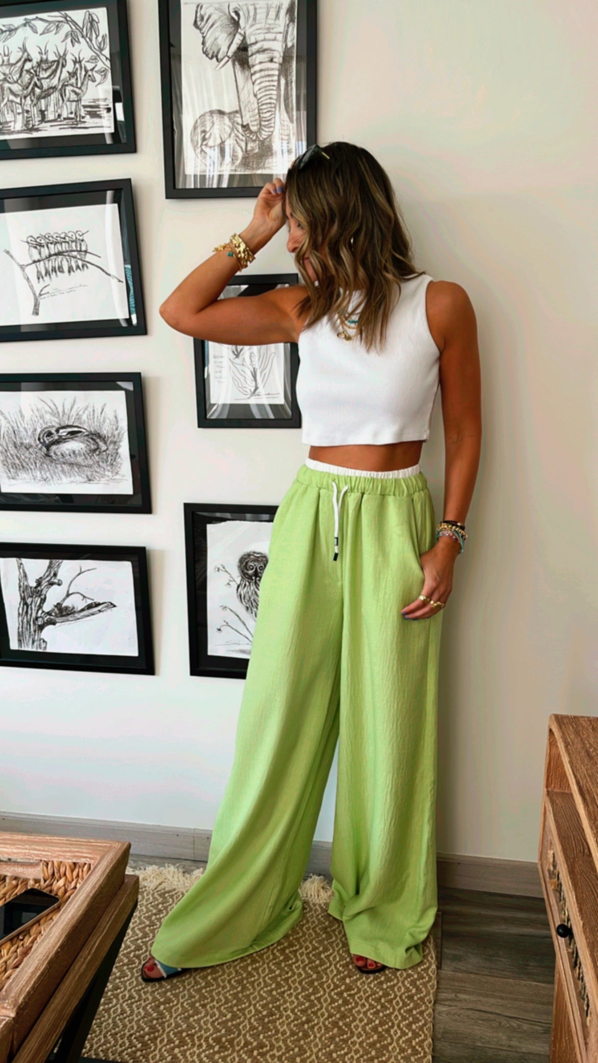 Lime Summer Trim Pants
