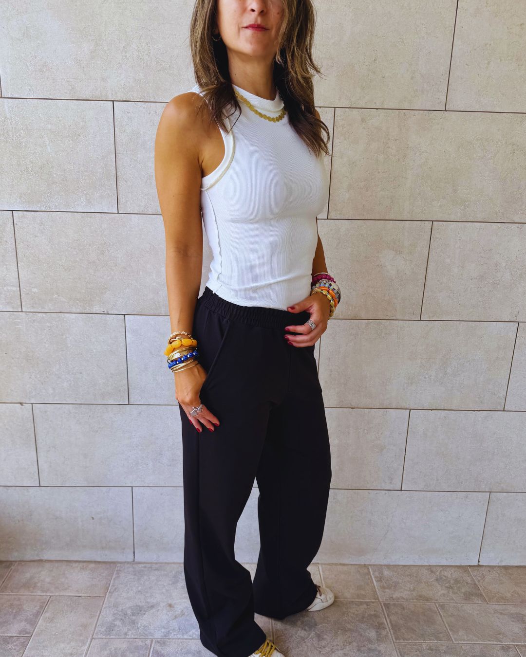 Black Straight Leg Light Weight Sweatpants