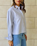 Grey Boyfriend Oxford Short Shirt