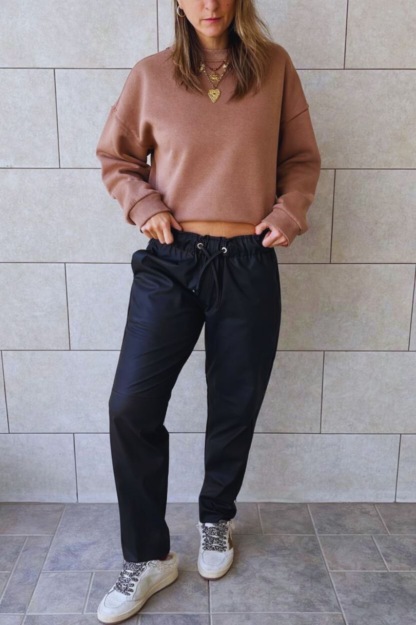 Black Walk-Away Leather Pants