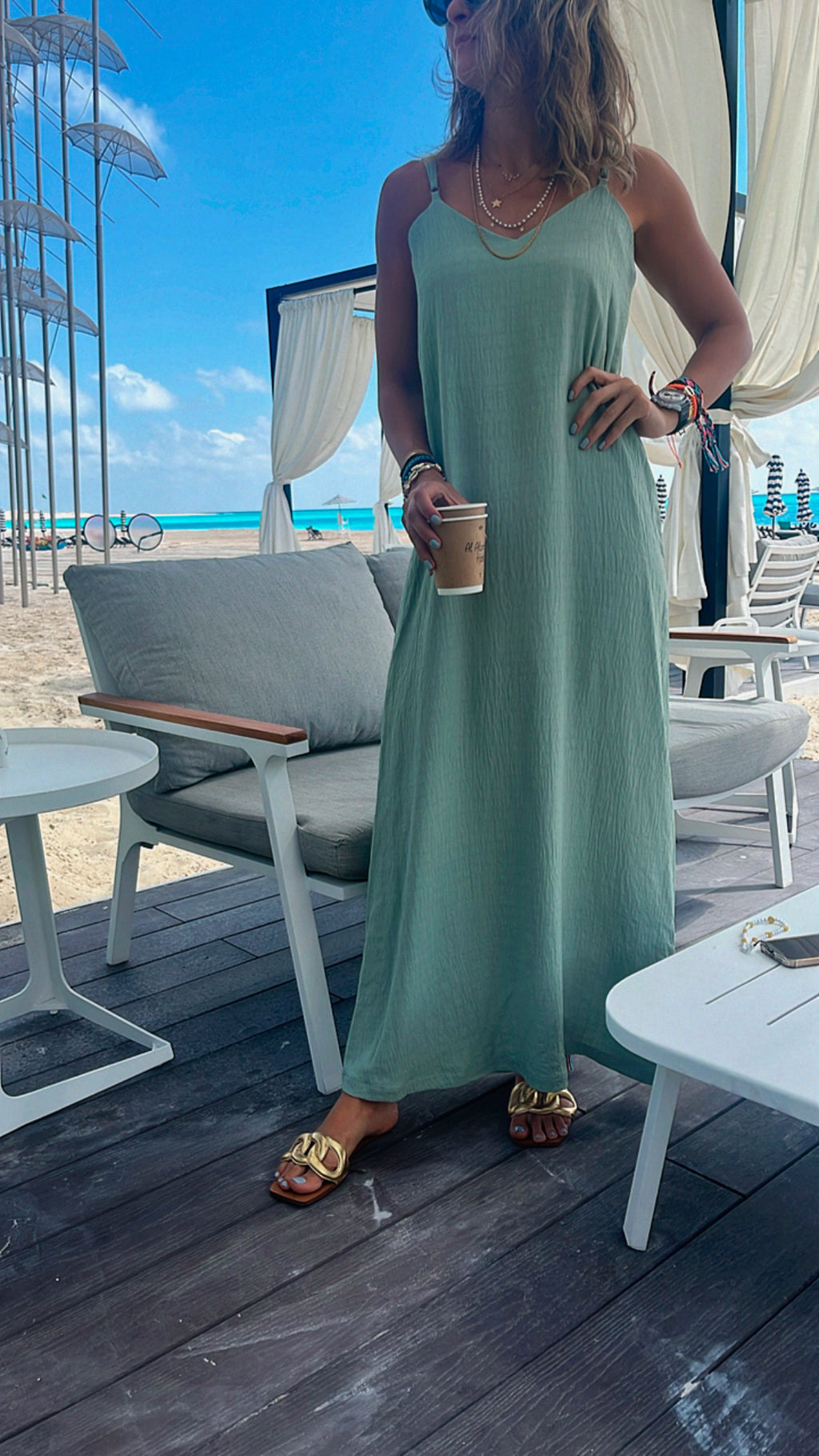 Mint Keep It Simple Side Slit Dress