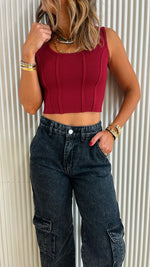 Burgundy Crop Corset Top