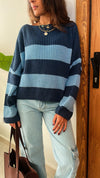Blue Chunky Striped Knit