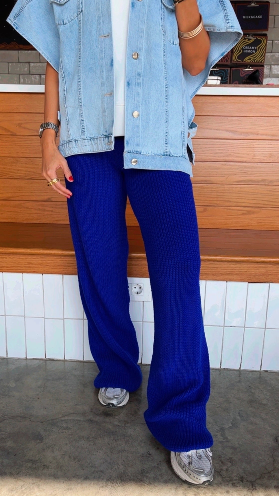 Blue Knit Pants