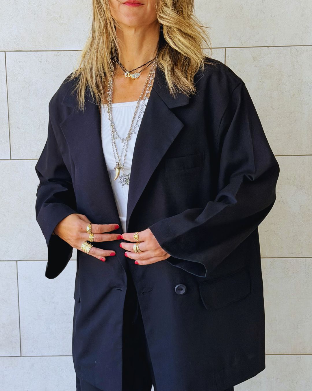 Black Sloane Oversized Linen Blend Blazer