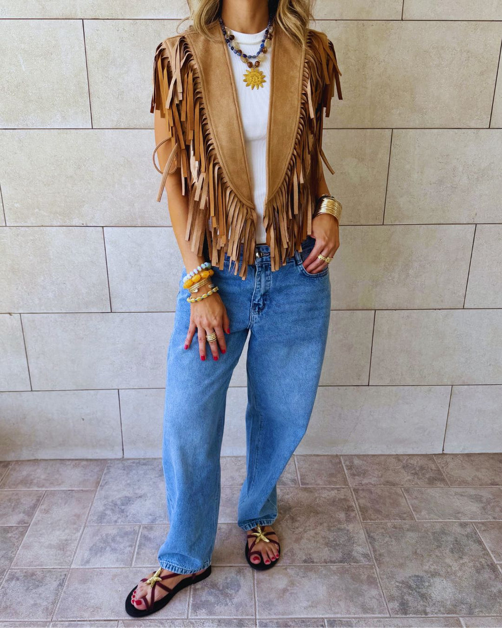 Beige Cowgirl Suede Vest