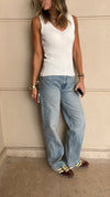 White 101 Interknit V Tank Top