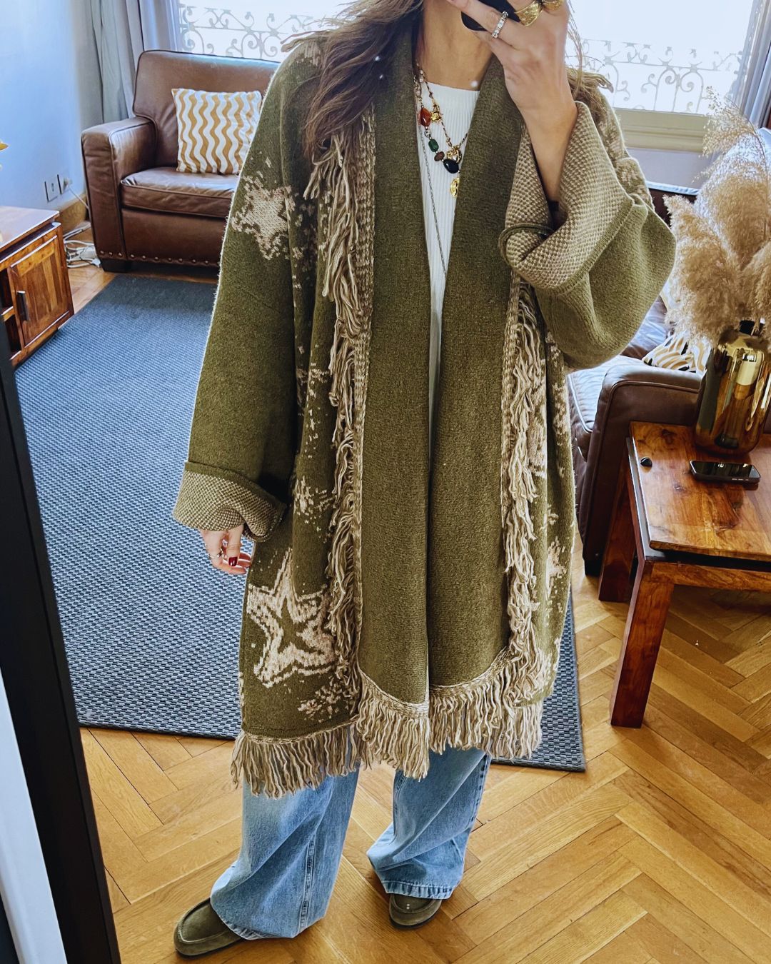 Olive Nordic Star Cardigan