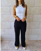 Black Straight Leg Light Weight Sweatpants