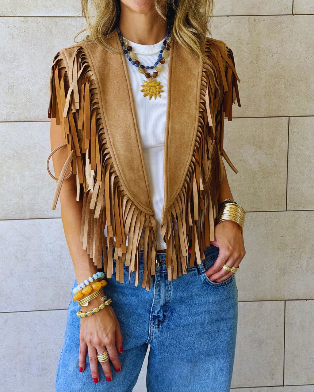 Beige Cowgirl Suede Vest
