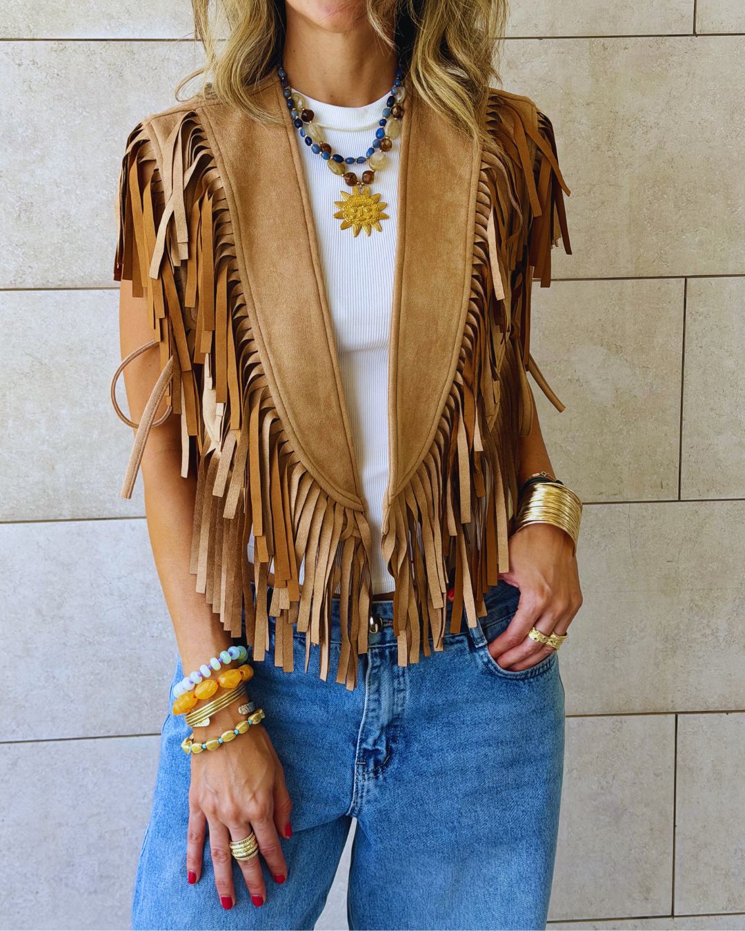 Beige Cowgirl Suede Vest