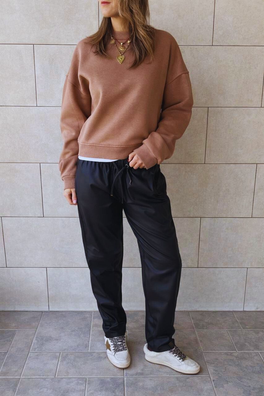 Black Walk-Away Leather Pants