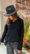 Black Chunky Collar Knit