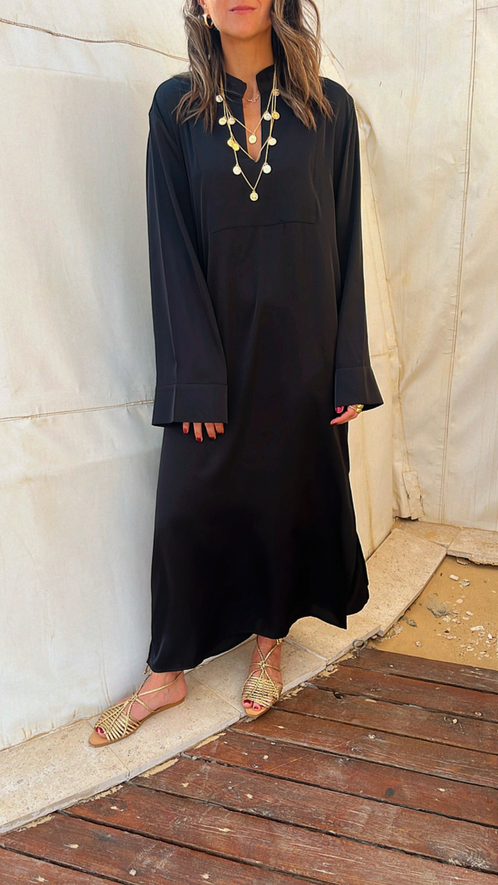 Black V Glazed Dress