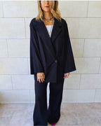 Black Sloane Oversized Linen Blend Blazer