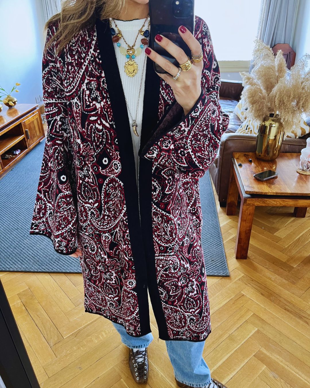 Burgundy Royal Paisley Cardigan