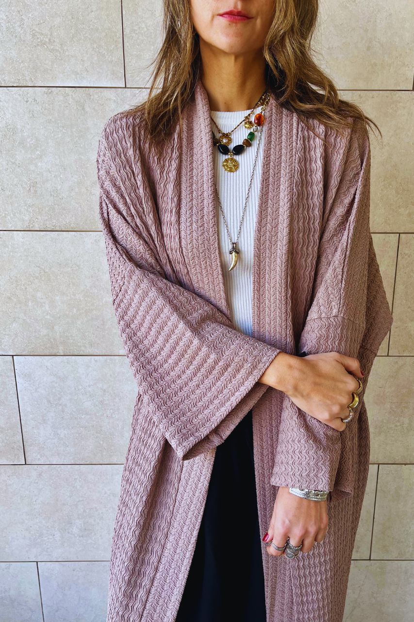 Beige Quite Crinkle Kimono