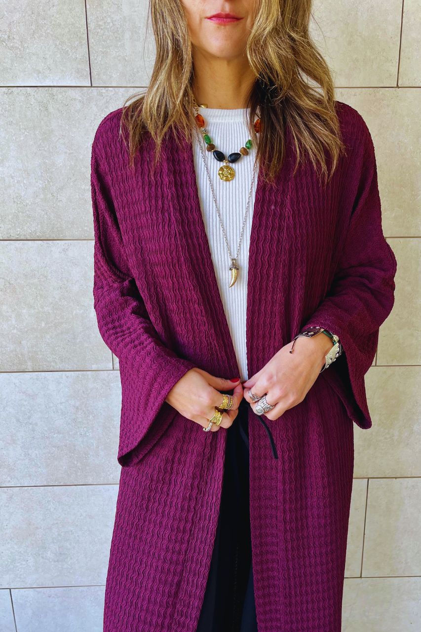 Plum Quite Crinkle Kimono