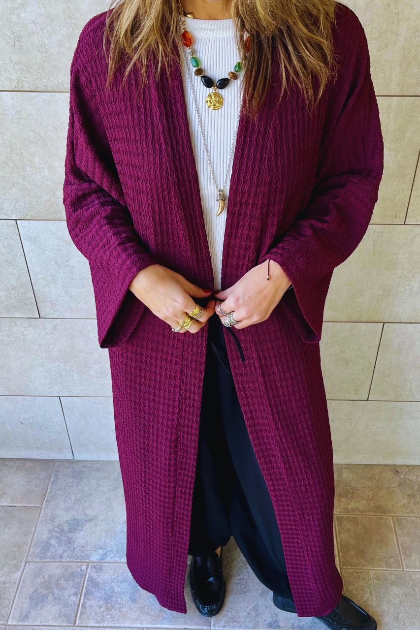 Plum Quite Crinkle Kimono