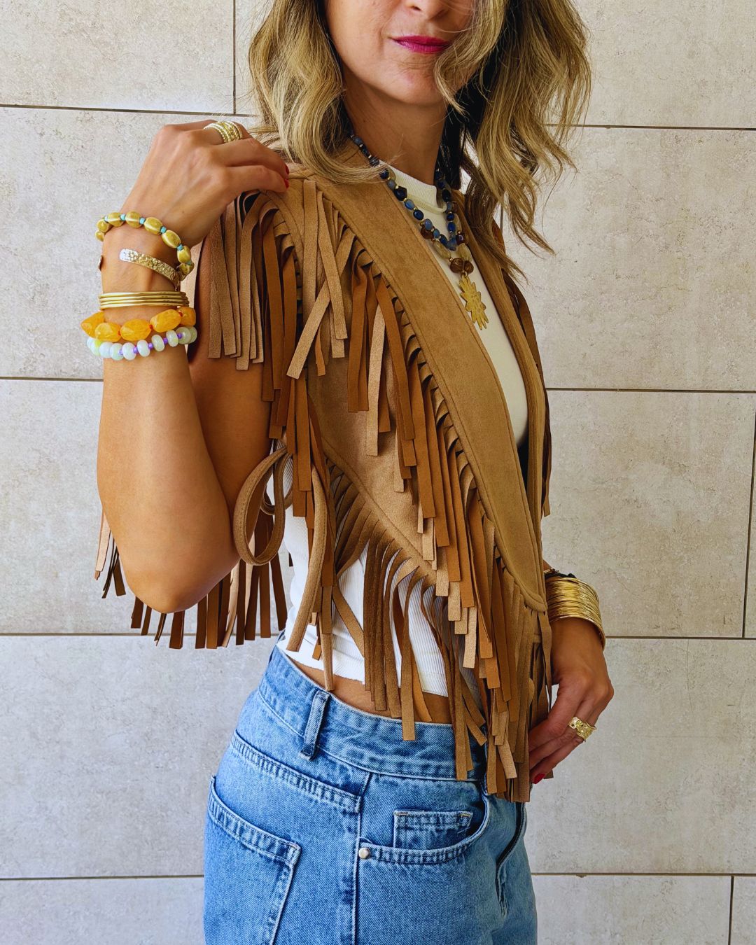 Beige Cowgirl Suede Vest