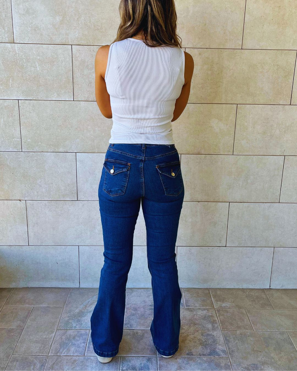 Dark Blue Flare Denim Pants