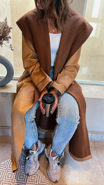 Camel Longline Suede Coat