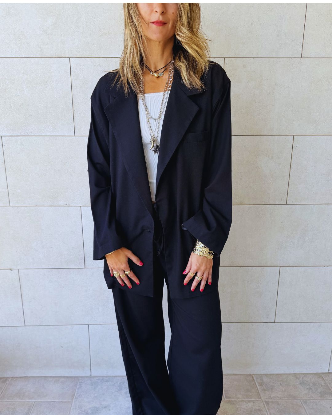 Black Sloane Oversized Linen Blend Blazer