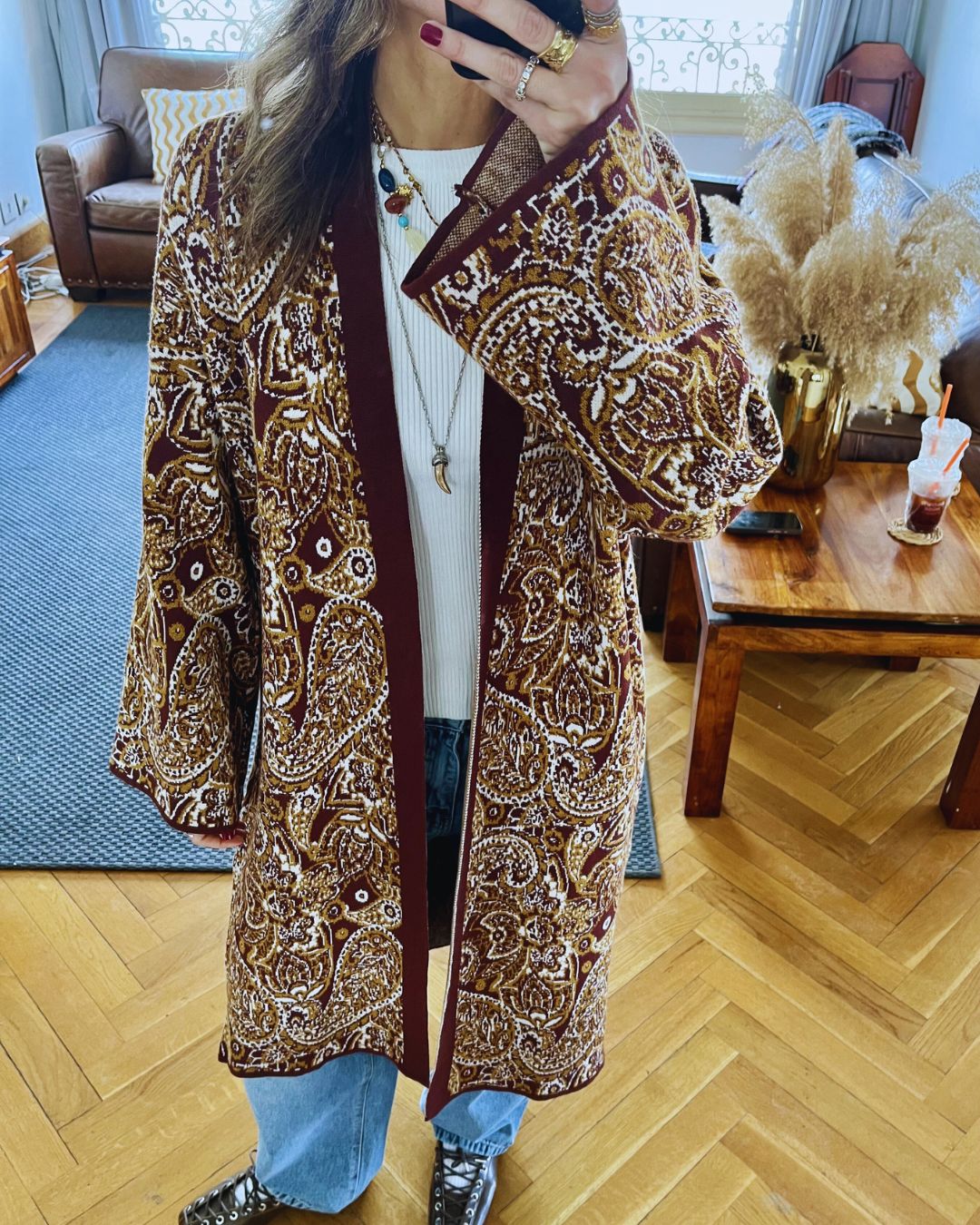Brown Royal Paisley Cardigan