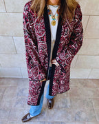 Burgundy Royal Paisley Cardigan