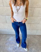 Dark Blue Flare Denim Pants