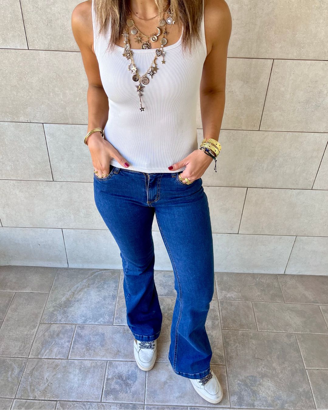 Dark Blue Flare Denim Pants