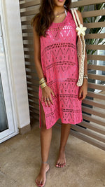 Fuchsia Light Crochet Dress Coverup