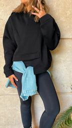 Black Call Me Asymmetric Hoodie