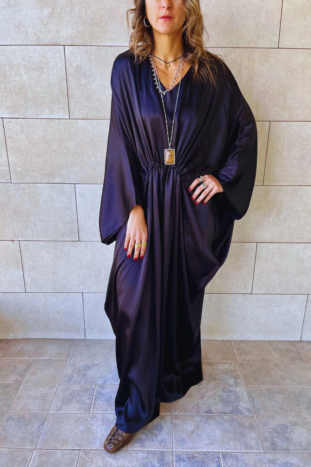 Black Shimmery Nubian Kaftan