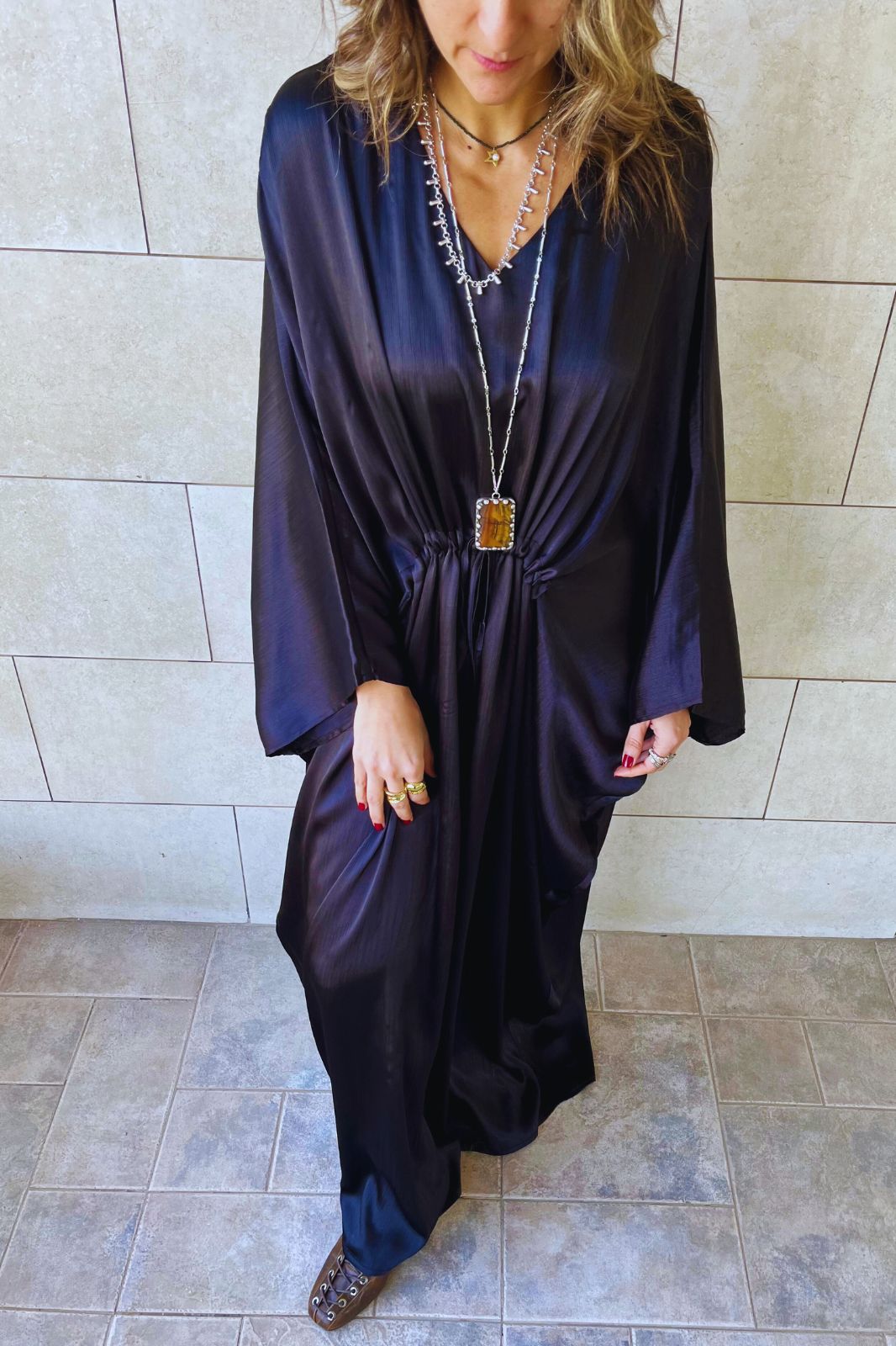 Black Shimmery Nubian Kaftan