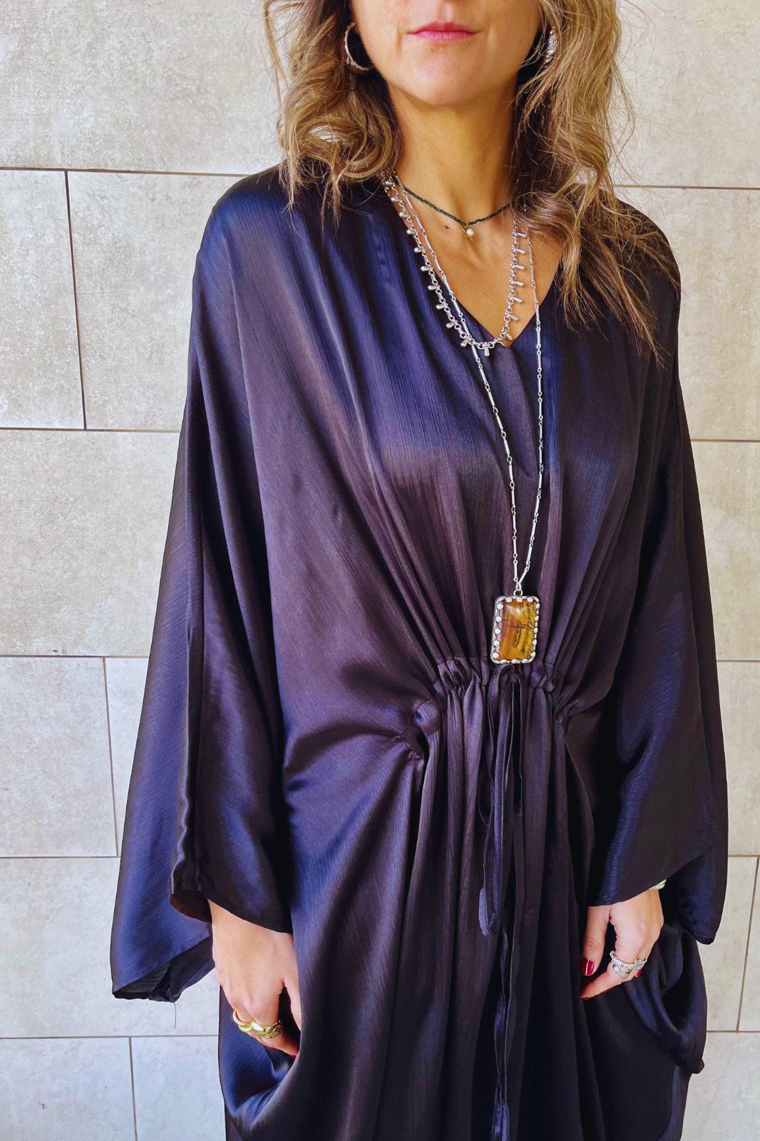 Black Shimmery Nubian Kaftan