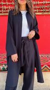 Black Basic Linen Kimono
