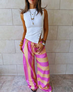 Pink & Orange Striped Colored Pants