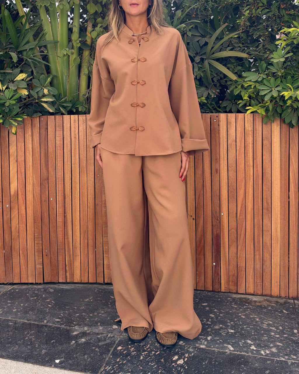 Beige Mandarin Top