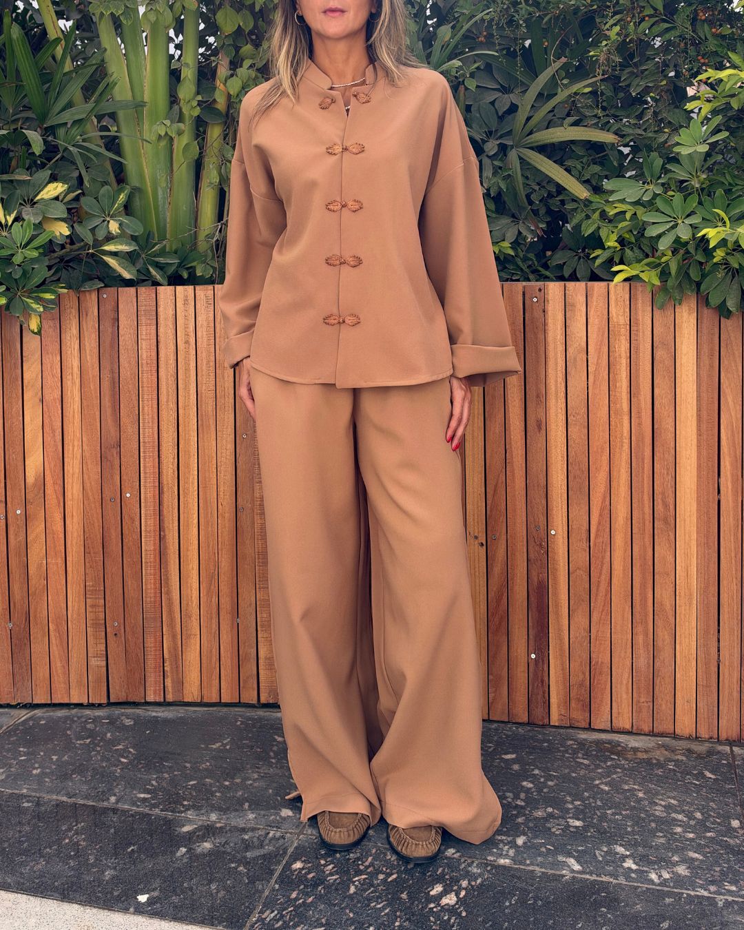 Beige Mandarin Top