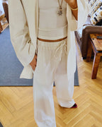 Beige Sloane Rope Linen Blend Pants