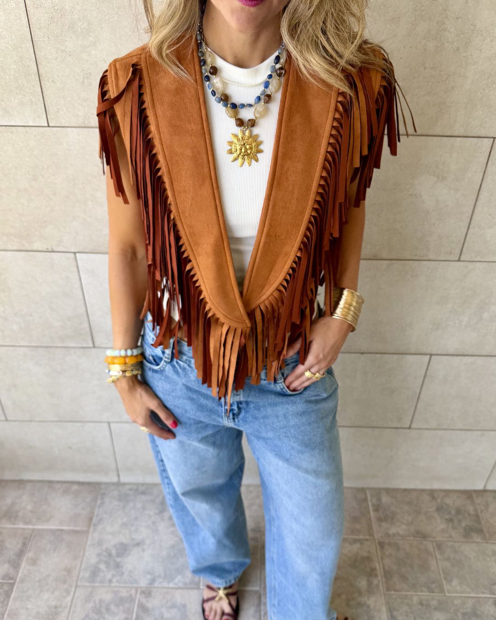 Camel Cowgirl Suede Vest